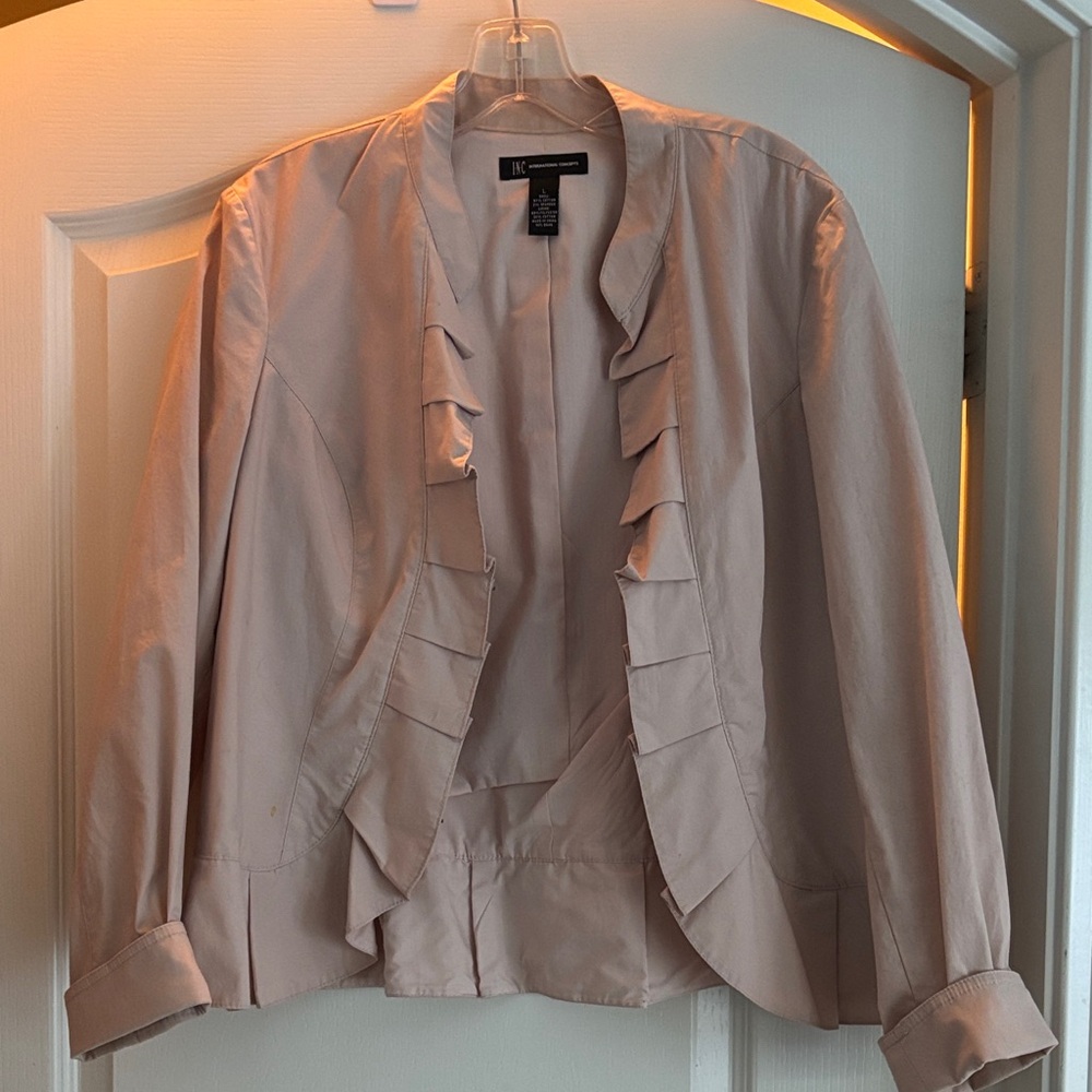 INC International Concepts Beige Ruffled Blazer